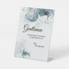 Blauwgroen Waterverf Sketch Wedding Gentlemen Bath Reclamebord Met Voetstuk