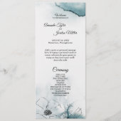 Blauwgroen Waterverf Sketch Wedding Program Programmakaart (Voorkant)