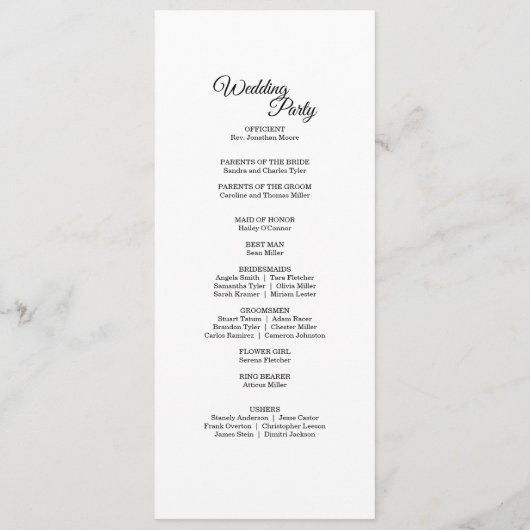 Blauwgroen Waterverf Sketch Wedding Program Programmakaart (Achterkant)