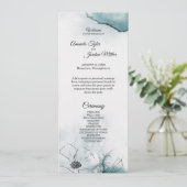 Blauwgroen Waterverf Sketch Wedding Program Programmakaart (Staand voorkant)