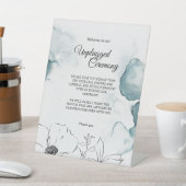 Blauwgroen Waterverf Sketch Wedding Unplugged Cere Reclamebord Met Voetstuk (Insitu)