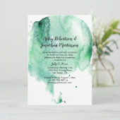 Blauwgroen Waterverf Splash Receptie Uitnodiging (Staand voorkant)