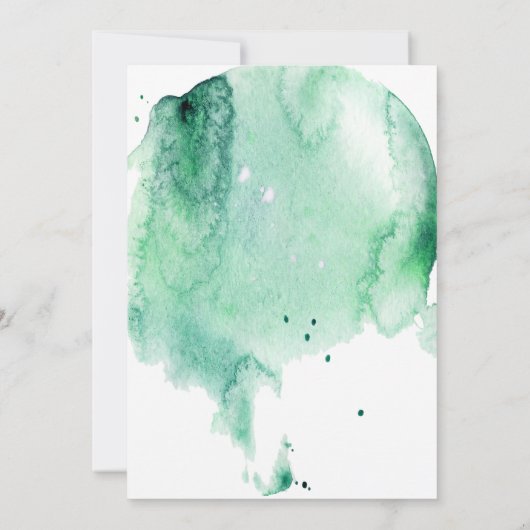 Blauwgroen Waterverf Splash Receptie Uitnodiging (Achterkant)