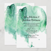 Blauwgroen Waterverf Splash Receptie Uitnodiging (Voorkant / Achterkant)