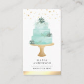 Blauwgroen Waterverf Succulent Cake Pastry Chef Ba Visitekaartje (Voorkant)