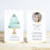 Blauwgroen Waterverf Succulent Cake Pastry Chef Ba Visitekaartje