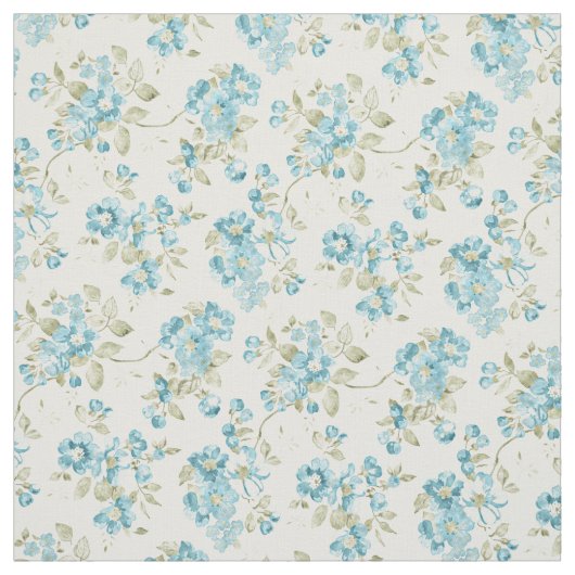  Blauwgroen Waterverf Turquoise Floral Pattern Stof (Swatch)
