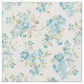  Blauwgroen Waterverf Turquoise Floral Pattern Stof (Close Up)