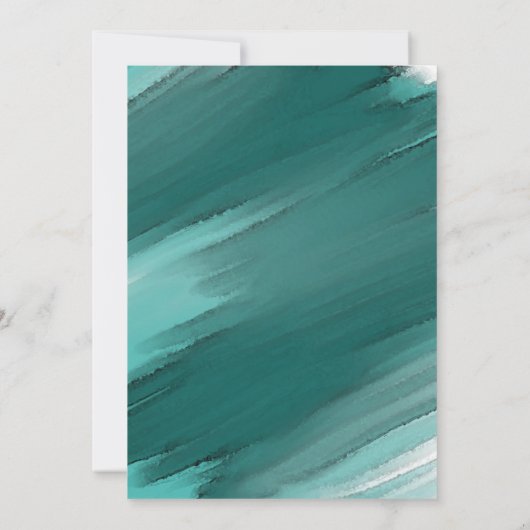 Blauwgroen Waterverf uitnodiging - Bruiloft uitnod (Achterkant)