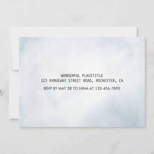 Blauwgroen Waterverf van Birthday Party & Gold Aga Kaart (Achterkant)