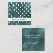 Blauwgroen Waterverf van Glam Dark met rendy Stipp Vierkante Visitekaartje (Voorkant / Achterkant)