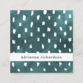 Blauwgroen Waterverf van Glam Dark met rendy Stipp Vierkante Visitekaartje (Voorkant)