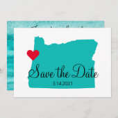 Blauwgroen Waterverf van Turquoise Oregon Coast De Save The Date (Voorkant / Achterkant)