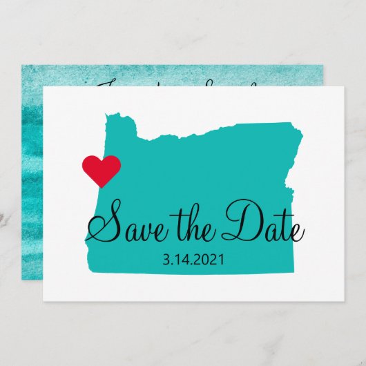 Blauwgroen Waterverf van Turquoise Oregon Coast De Save The Date (Voorkant / Achterkant)