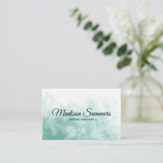 Blauwgroen Waterverf Visitekaartje (Staand voorkant)