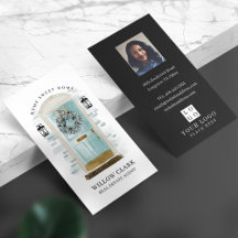 Blauwgroen Waterverf Voorste deur Breedfoto & Logo