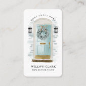 Blauwgroen Waterverf Voorste deur Breedfoto & Logo Visitekaartje (Voorkant)