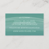 Blauwgroen Waterverf Waves Moderne Zwembus Visitekaartje (Achterkant)
