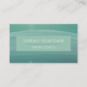 Blauwgroen Waterverf Waves Moderne Zwembus Visitekaartje (Voorkant)