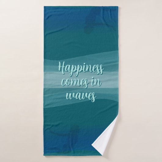 Blauwgroen Waterverf Waves Quote Badhanddoek (Badhanddoek)