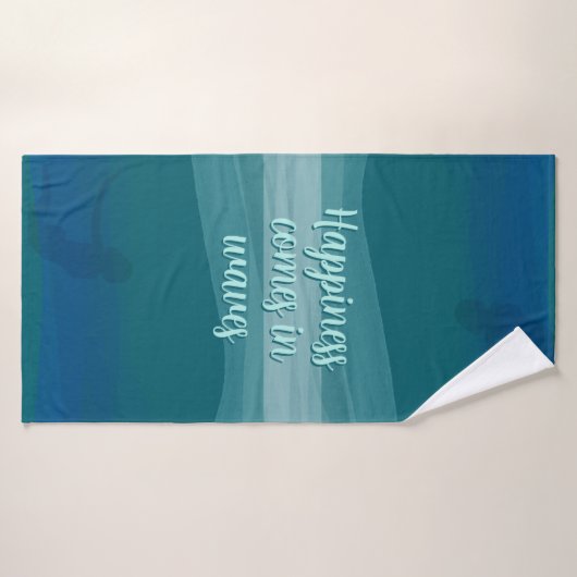 Blauwgroen Waterverf Waves Quote Badhanddoek (Badhanddoek)