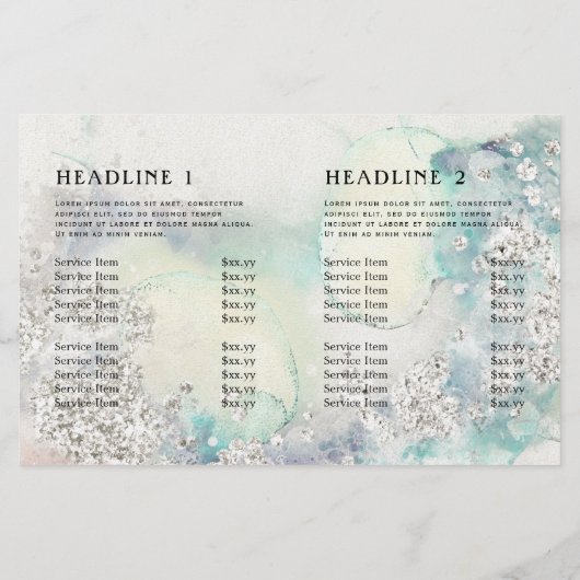 Blauwgroen waterverf zilveren glitter bifold broch (Achterkant)