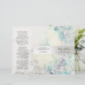 Blauwgroen waterverf zilveren glitter brochure (Staand voorkant)