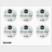 Blauwgroen waterverf zilveren glitter dank u stick ronde sticker (Vel)