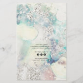 Blauwgroen waterverf zilveren glitter prijslijst f flyer (Achterkant)