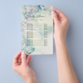 Blauwgroen waterverf zilveren glitter prijslijst f flyer (Hand)