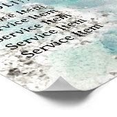 Blauwgroen waterverf zilveren glitter prijslijst p poster (Hoek)