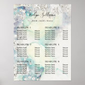 Blauwgroen waterverf zilveren glitter prijslijst p poster (Voorkant)
