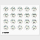 Blauwgroen waterverf zilverglitter ronde sticker (Vel)