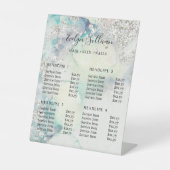 Blauwgroen waterverf zilverglitter voetstuk reclamebord met voetstuk (Voorkant)