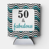 Blauwgroen Wave 50 en Fabulous Birthday Beach Part Blikjeskoeler (Voorkant)