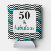 Blauwgroen Wave 50 en Fabulous Birthday Beach Part Blikjeskoeler (Achterkant)