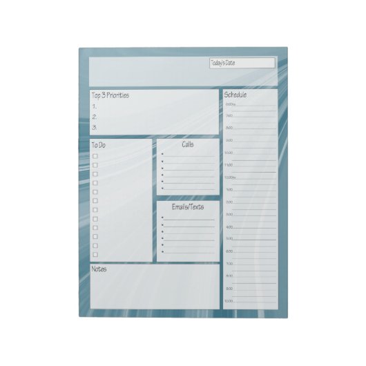 Blauwgroen Wave Daily Planner Planning Notitieblok (Linkerzijde)