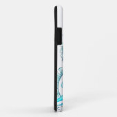 Blauwgroen Waves iPhone Case met Flowers (Achterkant/rechts)