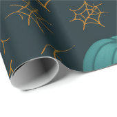Blauwgroen Webbed Jack - O’ - Lantaarns Cadeaupapier (Rol Hoek)