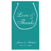 Blauwgroen weddenschap en Bedankt Eenvoudig blauw Klein Cadeauzakje (Achterkant)