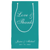 Blauwgroen weddenschap en Bedankt Eenvoudig blauw Klein Cadeauzakje (Voorkant)