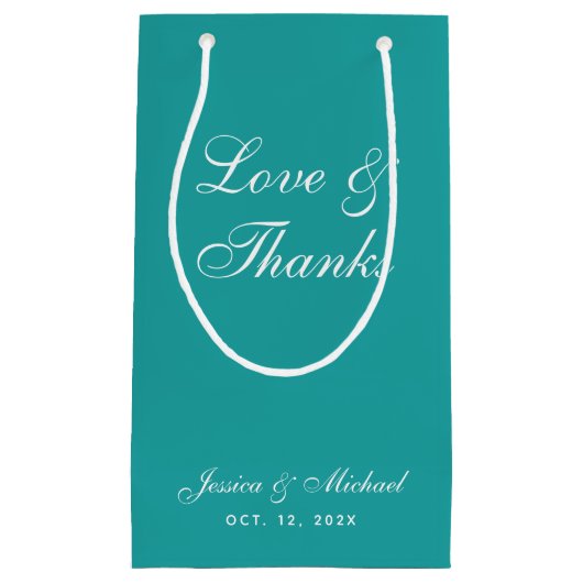 Blauwgroen weddenschap en Bedankt Eenvoudig blauw Klein Cadeauzakje (Voorkant)