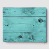 Blauwgroen Wedding Diamond Heart Rustiek Hout Roze Gastenboek (Achterkant)