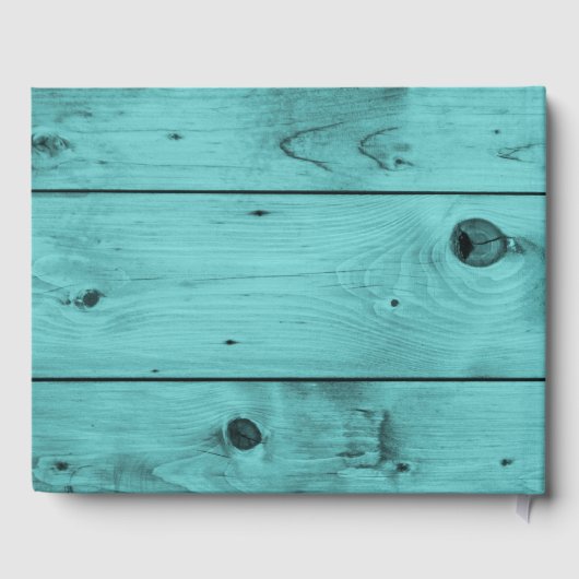 Blauwgroen Wedding Diamond Heart Rustiek Hout Roze Gastenboek (Achterkant)