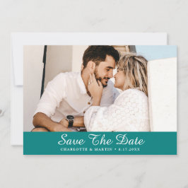 Blauwgroen weduwfoto van het Manuscript sparen de Save The Date