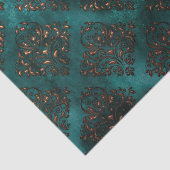 Blauwgroen weefselpapier van Patina en Rust Damask Tissuepapier (Detail)