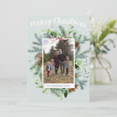 Blauwgroen Wenskaart met kerstboomfotografie (Staand voorkant)