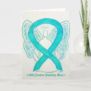 Blauwgroen Wenskaart Ribbon Angel Kaart