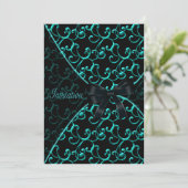 Blauwgroen wervelingen Black Party Event Sjabloon Kaart (Staand voorkant)