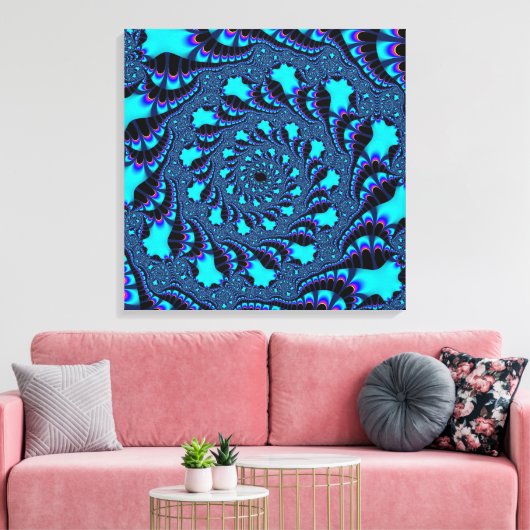 Blauwgroen wervelkolom canvas afdruk (Insitu (Woonkamer))